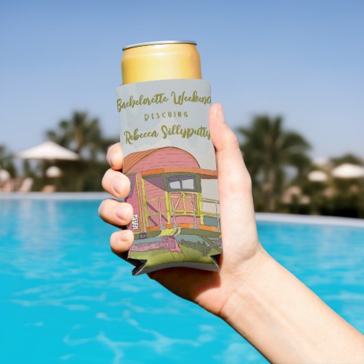 Roze Lifeguard Vibes Bachelorette Weekend Seltzer Blikjeskoeler (Insitu Zwembad)