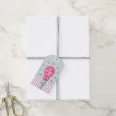 Roze Lightbulb Heart Stripes Gift Label Cadeaulabel (Met Touw)