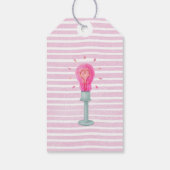 Roze Lightbulb Heart Stripes Gift Label Cadeaulabel (Achterkant)