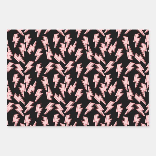 Roze Lightning Bolts Patroon Inpakpapier Vel (Voorkant 3)