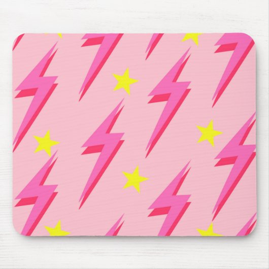 Roze Lightning Muismat voor Trendy Desk Decor (Voorkant)