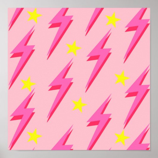 Roze Lightning Pattern Poster voor vet wanddecor (Voorkant)
