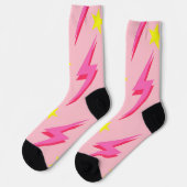 Roze Lightning Pattern Sock voor stijlvol comfort Sokken (Links)