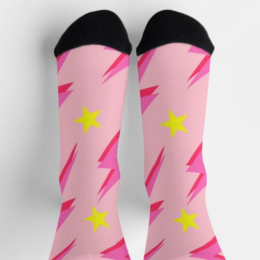 Roze Lightning Pattern Sock voor stijlvol comfort Sokken (Top)