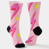 Roze Lightning Pattern Sock voor stijlvol comfort Sokken (Gebogen)