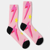 Roze Lightning Pattern Sock voor stijlvol comfort Sokken (Rechts)