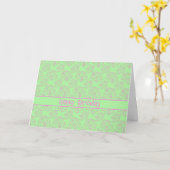 Roze Lijn Bloem Patroon Groen Gelukkige Verjaardag Kaart (Gele Bloem)