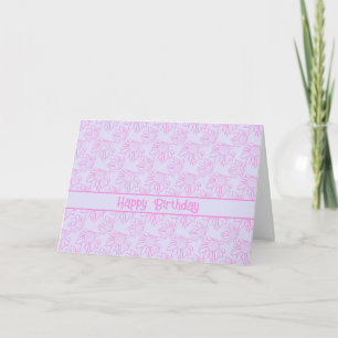 Roze Lijn Bloemmotief Paarse Gelukkige Verjaardag Kaart