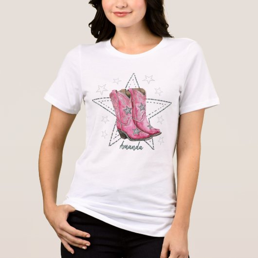 Roze lijn danslaarzen en ster t-shirt (Voorkant)