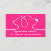 Roze lijn Logo Cat Dog Pet Appointment Visitekaartje (Voorkant)