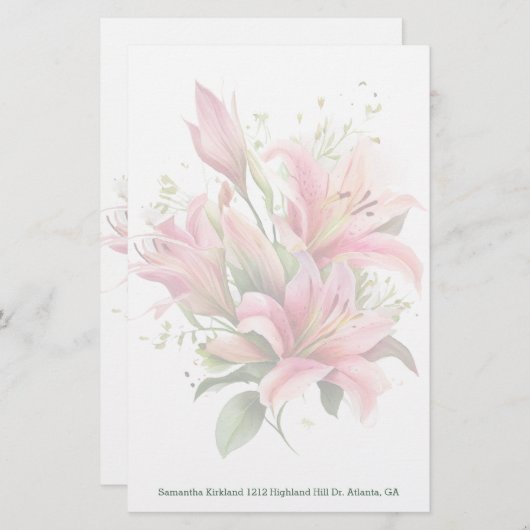 Roze LIJNEN Aangepaste postuur Briefpapier (Voorkant / Achterkant)