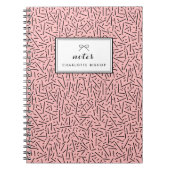 Roze lijnen Abstract patroon gepersonaliseerd Notitieboek (Voorkant)