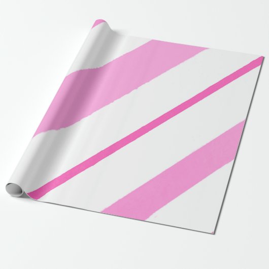 Roze lijnen cadeaupapier (Uitgerold)