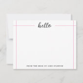 Roze lijnen Hallo van het bureau van Notitiekaartje (Voorkant)