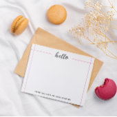 Roze lijnen Hallo van het bureau van Notitiekaartje