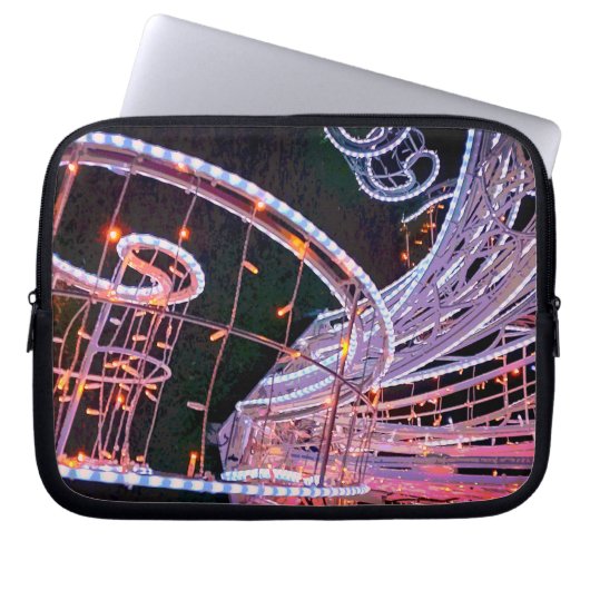 Roze lijnen laptop sleeve (Voorkant)