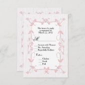 Roze lijnen op RSVP van hout met menukeuze (Voorkant / Achterkant)