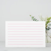 Roze Lijnen Wit Plain Elegant Kleurrijk Schattige Briefpapier (Staand voorkant)