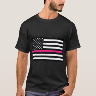 Roze lijnvlag, Amerikaanse vlag met roze streep T-shirt