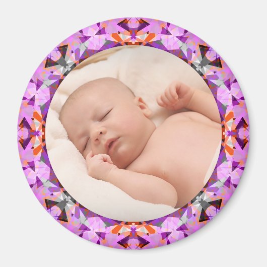 Roze Lijst Baby Girl Gift Foto grootouder Magneet (Voorkant)