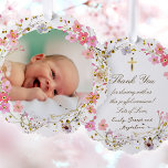 roze lijst Baptisme dank u Ornament Kaart<br><div class="desc">Doop dank u papier ornament</div>