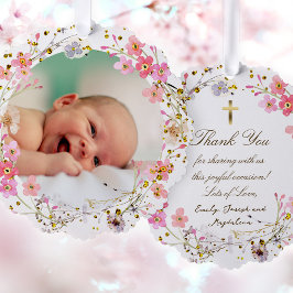 roze lijst Baptisme dank u Ornament Kaart