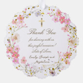roze lijst Baptisme dank u Ornament Kaart (Back)