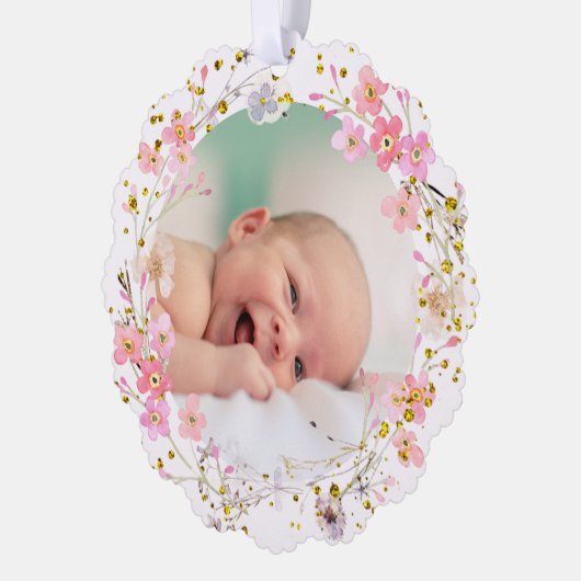 roze lijst Baptisme dank u Ornament Kaart (Links)