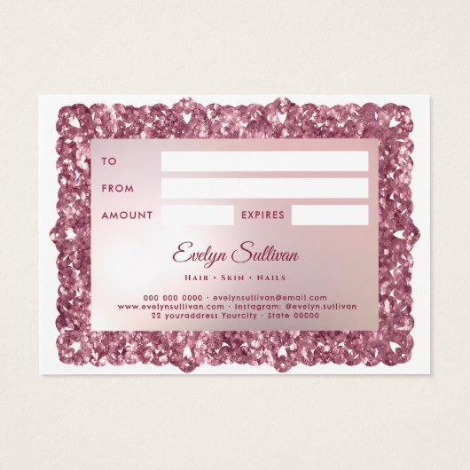 Roze Lijst Boog Gift Kaart (Achterkant)