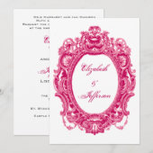 Roze  Lijst bruiloft Kaart (Voorkant / Achterkant)