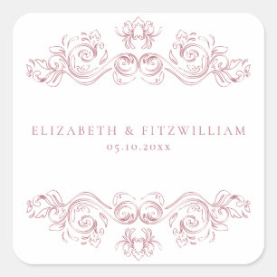  Roze  Lijst Elegant Script Vierkante Sticker