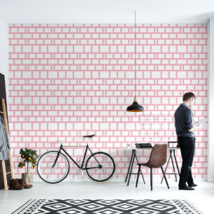 Roze Lijst Galerij Geometrische Horizontale Patroo Behang