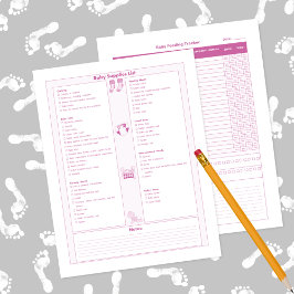Roze lijst met Baby en voedingstracker