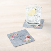 roze lijst met bruine bloem baby shower kartonnen onderzetters (Insitu)