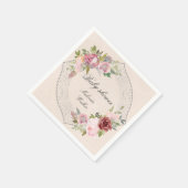 roze lijst met bruine bloem baby shower servet (Hoek)