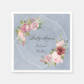 roze lijst met bruine bloem baby shower servet (Voorkant)