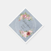 roze lijst met bruine bloem baby shower servet (Hoek)