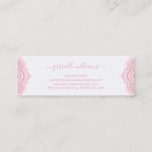 Roze lijst op witte achtergrond 2 mini visitekaartje (Achterkant)