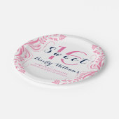 Roze Lijst Sweet 16 Sjabloon Papieren Bordje (Gekanteld)