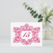 roze Lijst Tabelnummers Briefkaart (Staand voorkant)