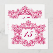 roze Lijst Tabelnummers Briefkaart (Voorkant / Achterkant)