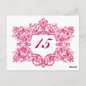 roze Lijst Tabelnummers Briefkaart (Achterkant)