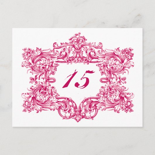 roze Lijst Tabelnummers Briefkaart (Voorkant)