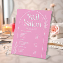 Roze lijst van diensten Trendy Nail Salon prijslij