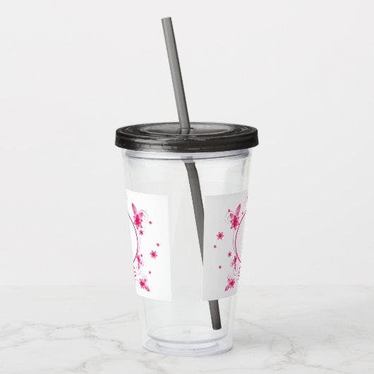 Roze Lijst van Floral Acryl Drinkbeker (Links)