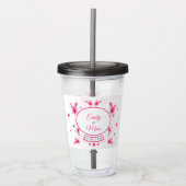 Roze Lijst van Floral Acryl Drinkbeker (Voorkant)