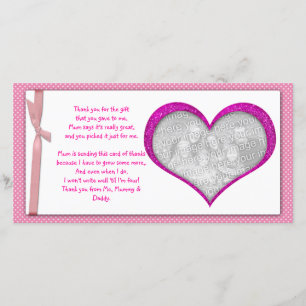 Roze lijst van het hart Dank u wel Fotokaart van b Bedankkaart