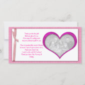 Roze lijst van het hart Dank u wel Fotokaart van b Bedankkaart (Voorkant)