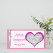 Roze lijst van het hart Dank u wel Fotokaart van b Bedankkaart (Staand voorkant)