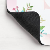 Roze Lijst Waterverf Bloemen Custom Monogram Muismat (Hoek)